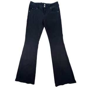 PacSun Jeans Women 27 Black Stretch Low Rise Bootcut Double Button Denim Flare